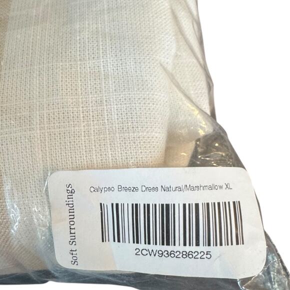 Soft Surroundings Calypso Breeze Dress XL Linen Blend Beige Tan Plaid Tunic - Picture 7 of 9